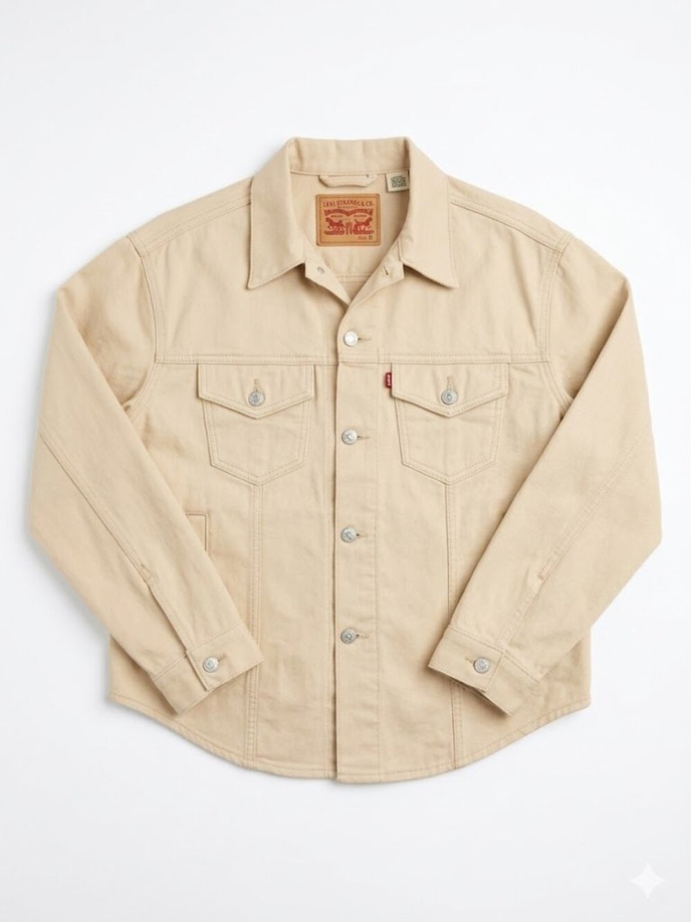 LEVI’S Authentic Trucker Jacket Sand Shell Tan Beige Denim Canvas Medium M - L